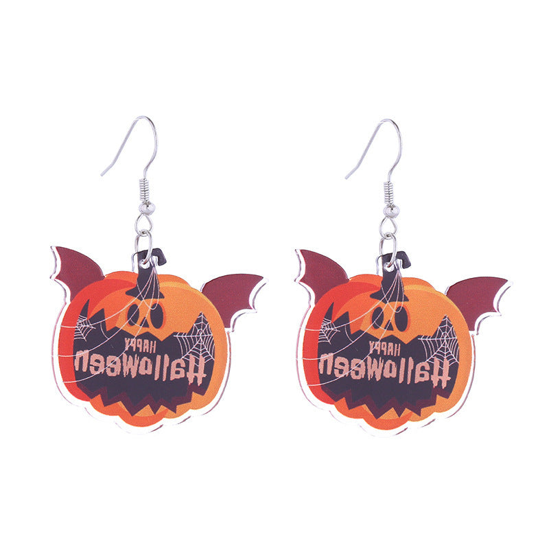 Wholesale Halloween Themed Earrings Funny Ghost Pumpkin Bat  Acrylic Earrings