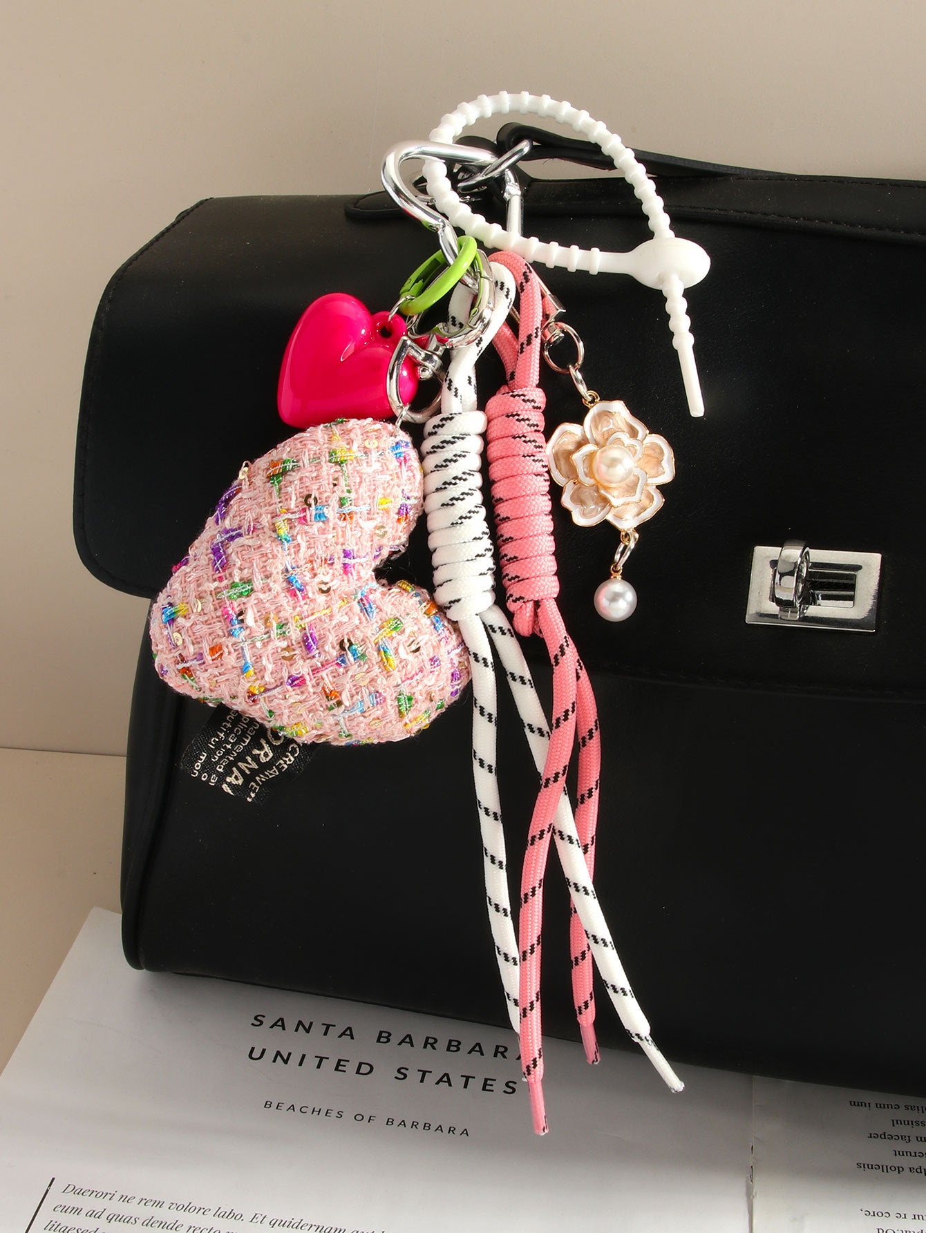 Wholesale Fabric heart and bowknot woven rope keychain
