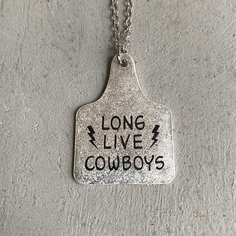Wholesale 3pcs Western Denim Necklace Vintage Lettering  Necklace