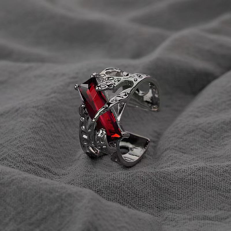 Wholesale Unisex Vintage Dark Lava Texture Ring Gun Black Alloy Fashion Jewelry Gift