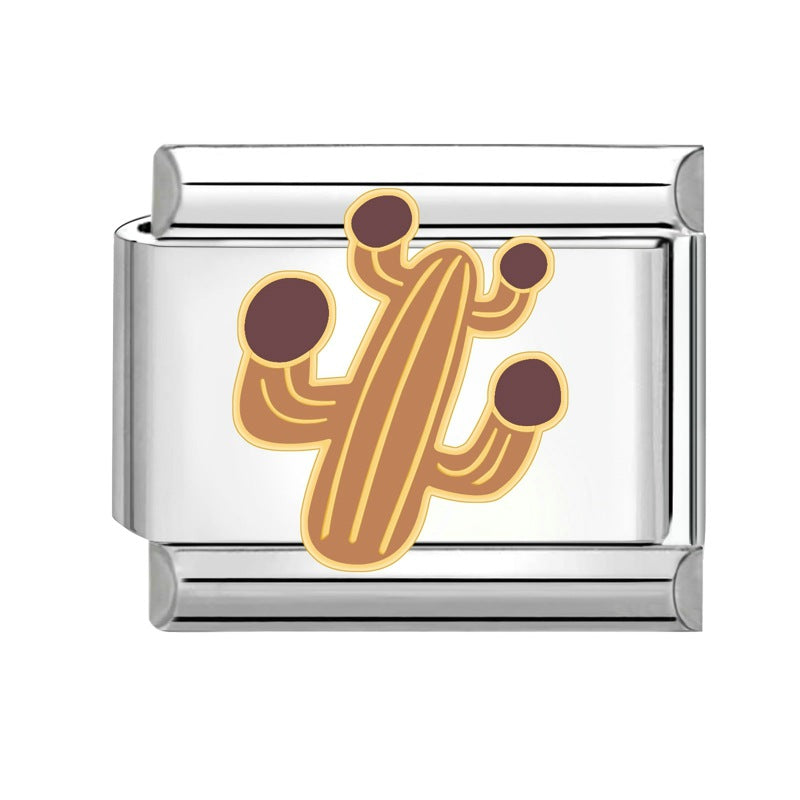 Wholesale Italian Charm Bracelet 9mm DIY Splicing Creative Flower Plant Stainless Steel Composable Bracelet