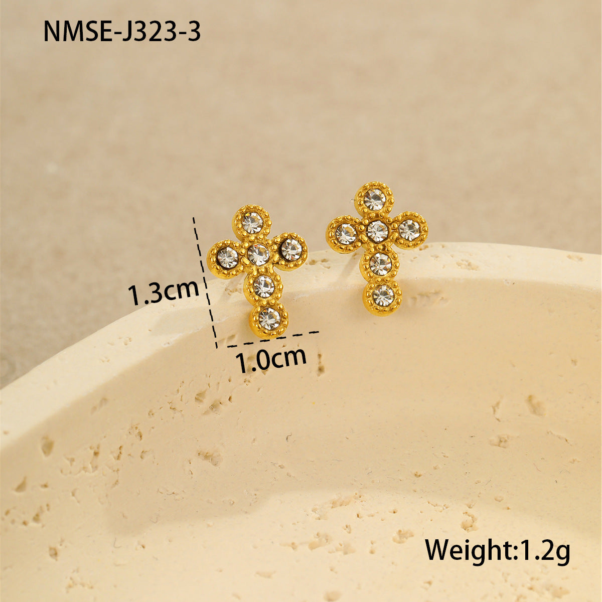 Wholesale Stainless Steel Light Luxury Cross Earrings with Pearls and Zirconia