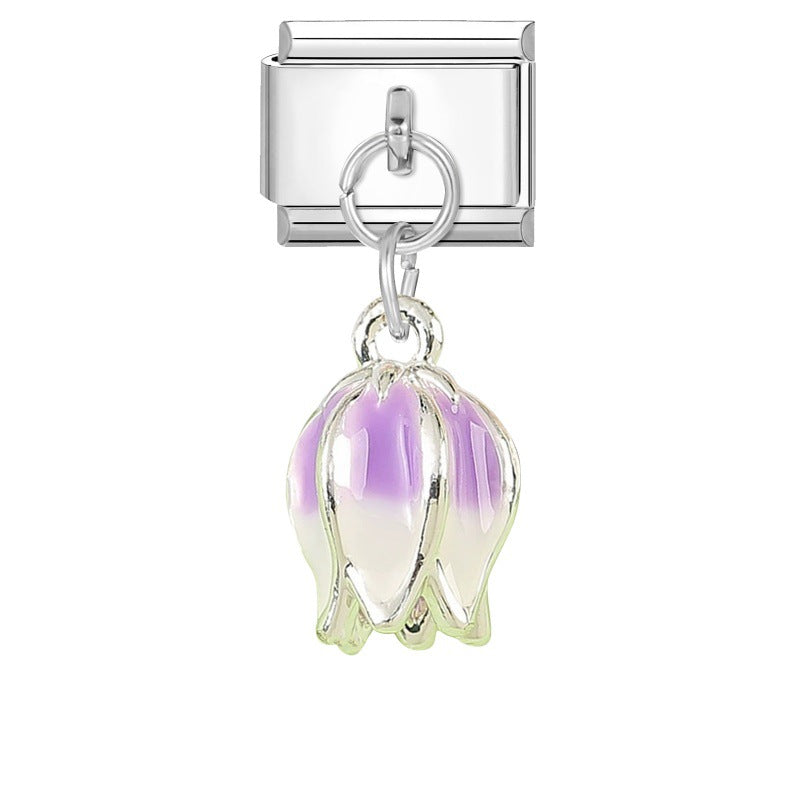 Wholesale 9mm Italian Charm Starter Bracelets DIY flower fish Single Section Creative Stainless Steel Composable Bracelet