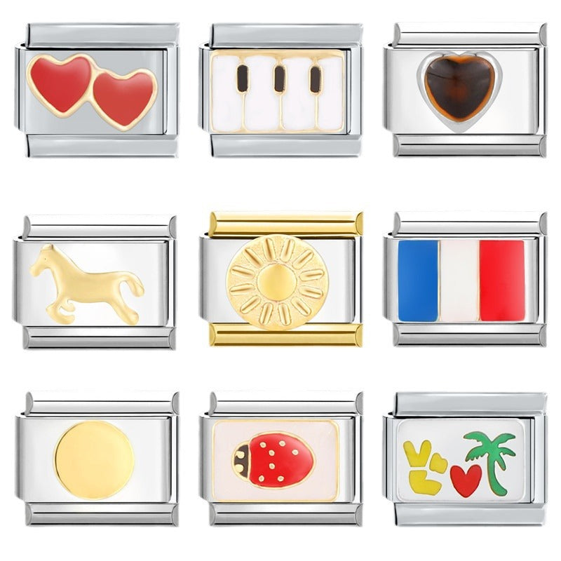 Wholesale Italian modular bracelet 9mm DIY splicing detachable stainless steel combinable bracelet