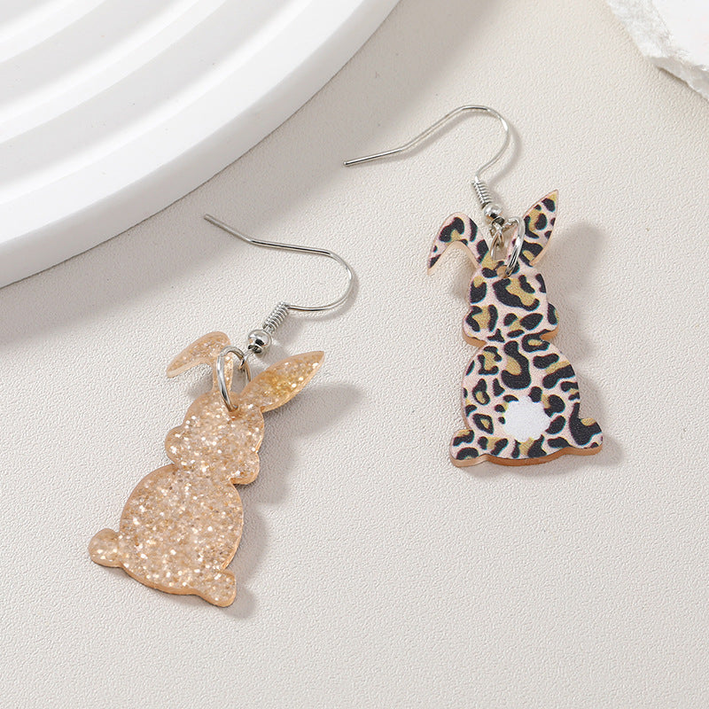 Wholesale Easter Leopard Rabbit Egg Acrylic Earrings