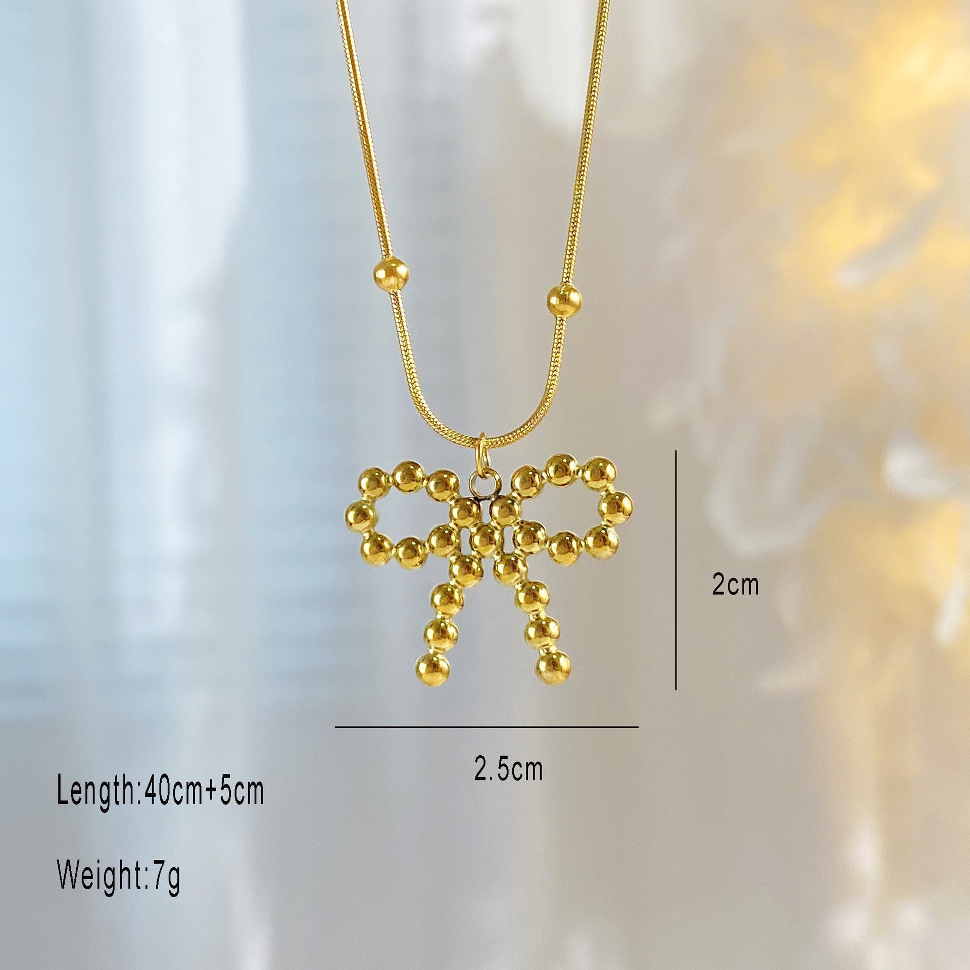 Wholesale 18K Titanium Steel Bow Necklace ACC-NE-YuXun001