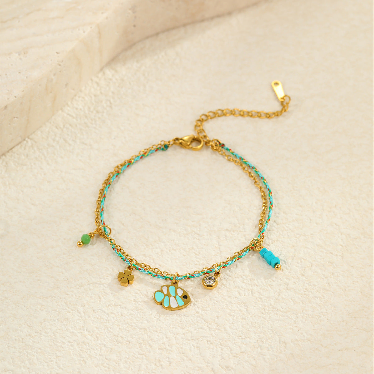 Wholesale  Ocean Braided Rope Bracelet Stainless Steel Plated 18K Gold Bracelet