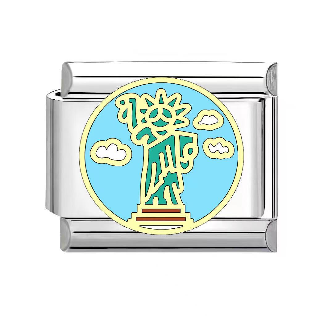 Wholesale Italian Charm Bracelet 9mm DIY Splicing travel   Creative Stainless Steel Composable Bracelet