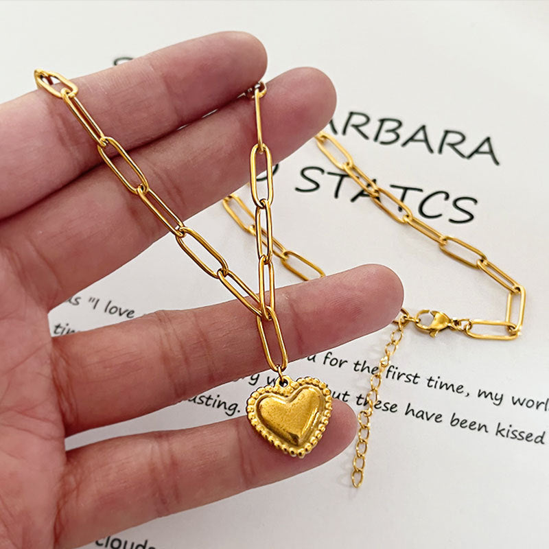 Wholesale stainless steel golden peach heart pendant necklace