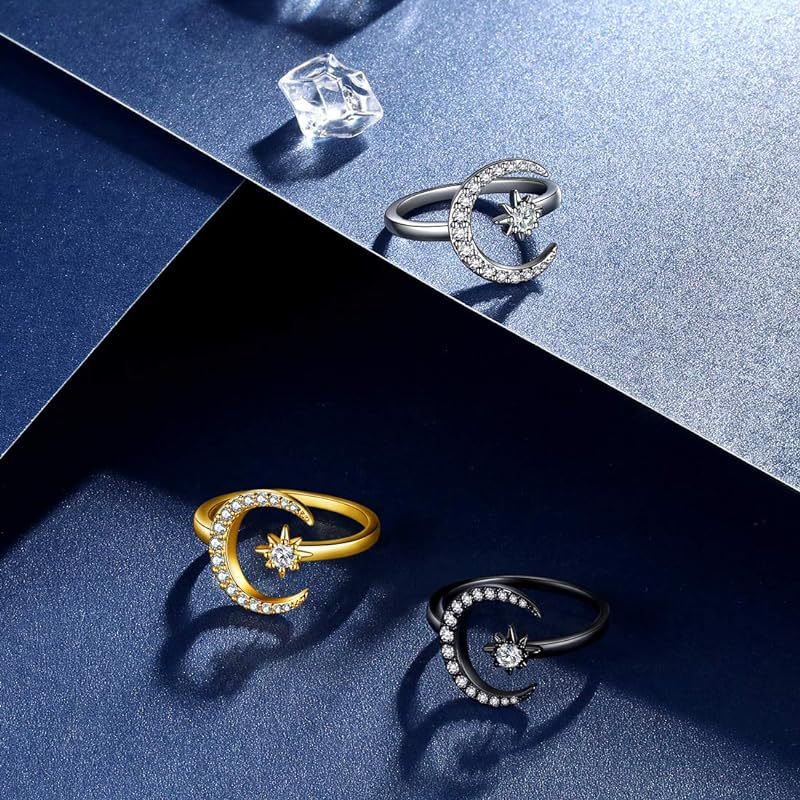 Wholesale Crescent Star Open Adjustable Ring ACC-RS-YiRong003