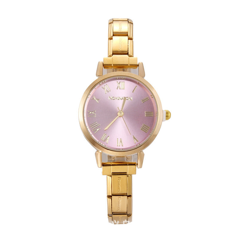 Wholesale Trendy Women' s Quartz Watch Gold Tone Stainless Steel Minimalist Fashion Wristwatch for Party Accessory