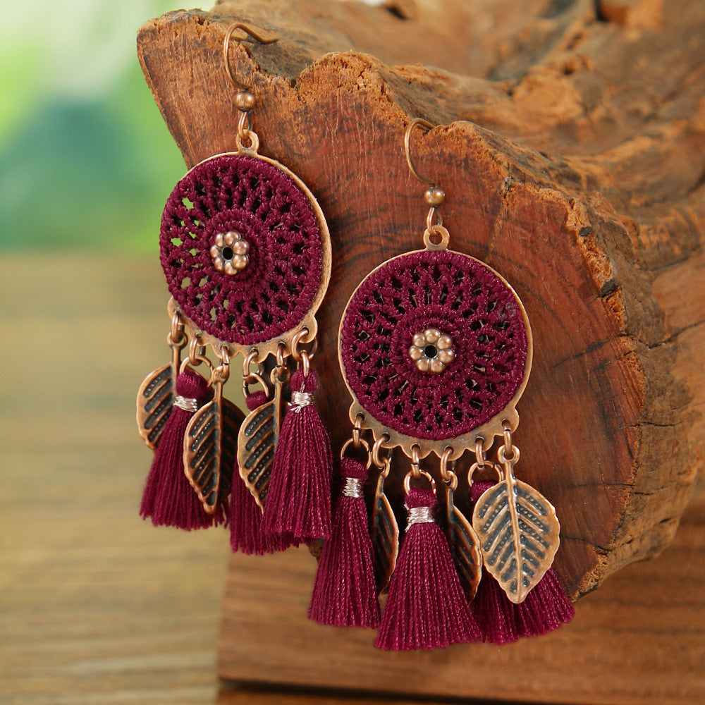 Wholesale Bohemian Style Handmade Tassel Earrings Zinc Alloy Jewelry Accessory