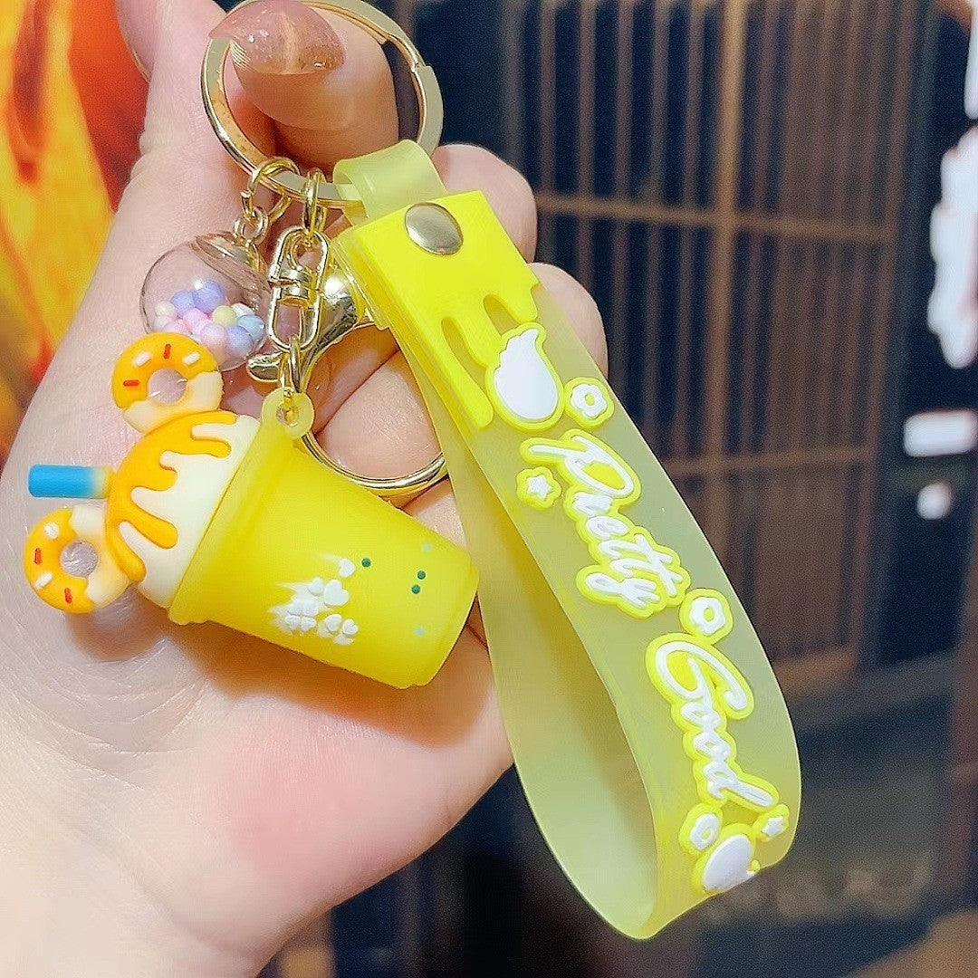 Wholesale Korean Style Ice Cream and Milk Tea Silicone Keychain,  Fashion Car Key Accessory,  Boutique Gift