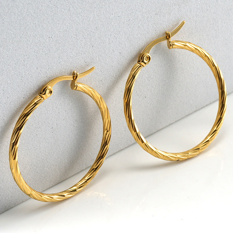 Wholesale 18K Titanium Steel Earrings  All-match Round gold-plated Earrings