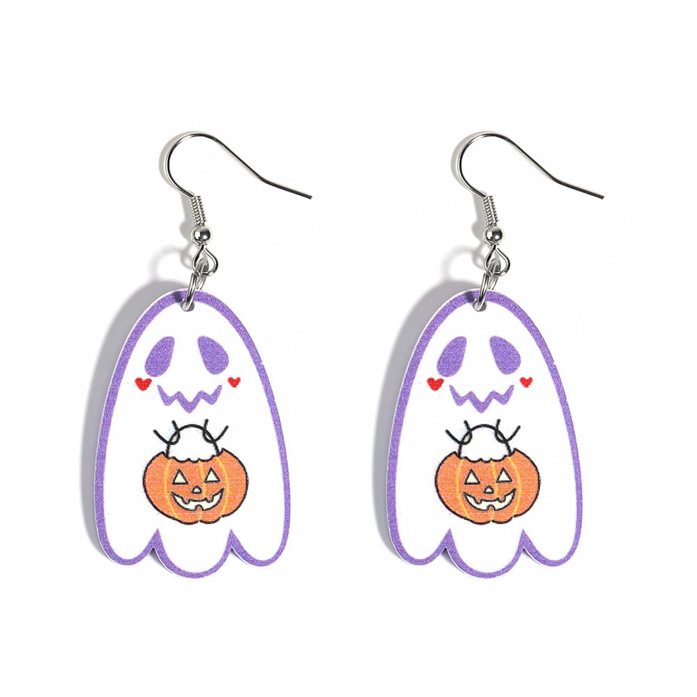 Wholesale Halloween Hat Ghost Cyclops Personalized Exaggerated Acrylic Earrings