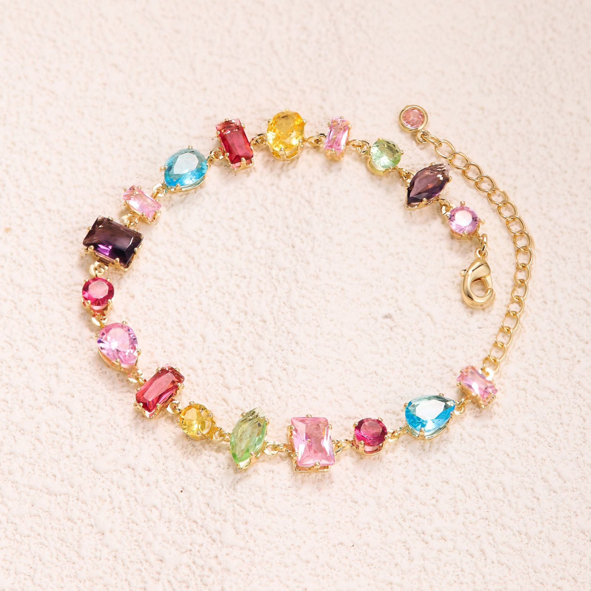 Wholesale Copper Zircon Bracelet Rainbow Geometric Design Women' s Jewelry Accessory