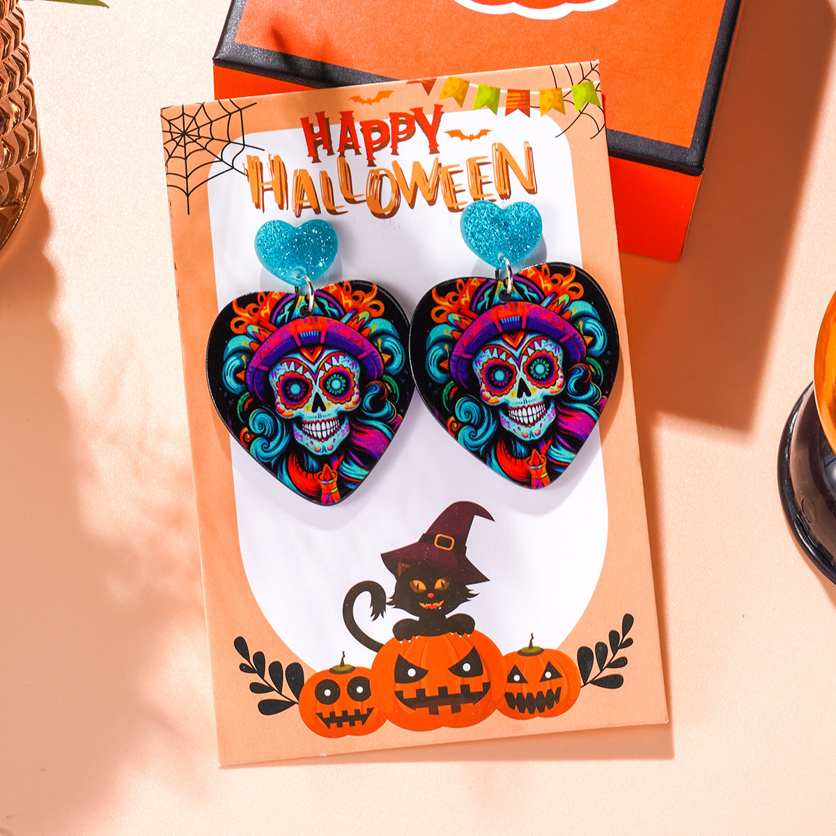 Wholesale Halloween Acrylic Skull Earrings ACC-ES-Ditong003