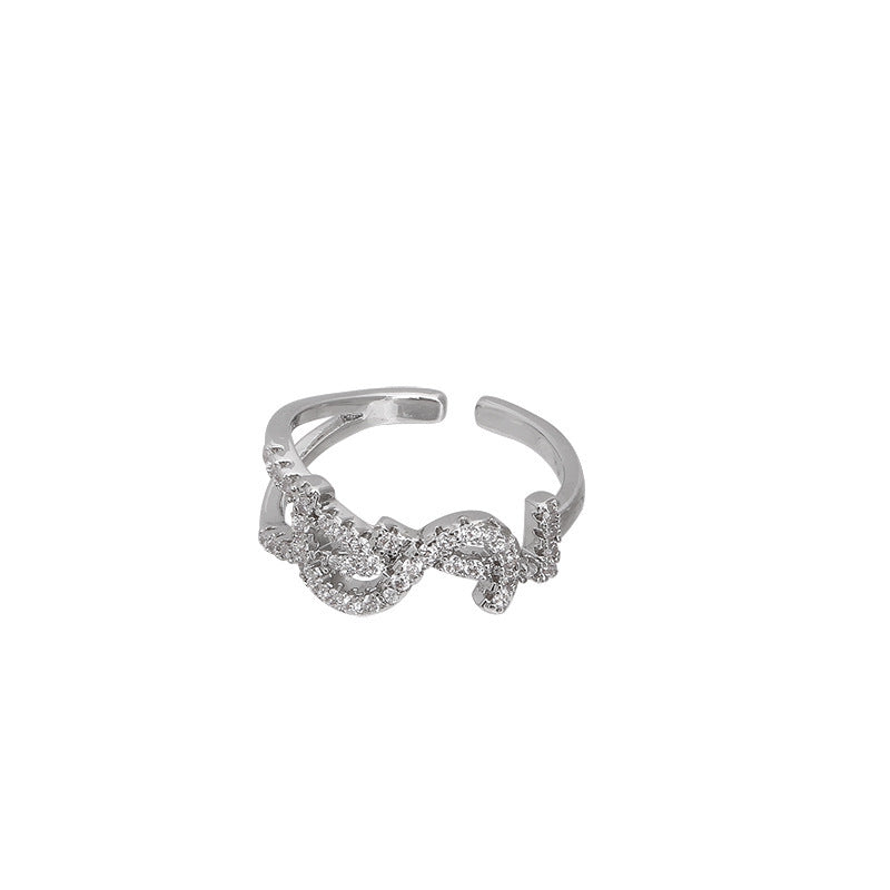 Wholesale Zinc Alloy Electroplated Zircon Letter Open Ring Trendy Geometric Women S Index Finger Ring Everyday Fashion Jewelry Accessory