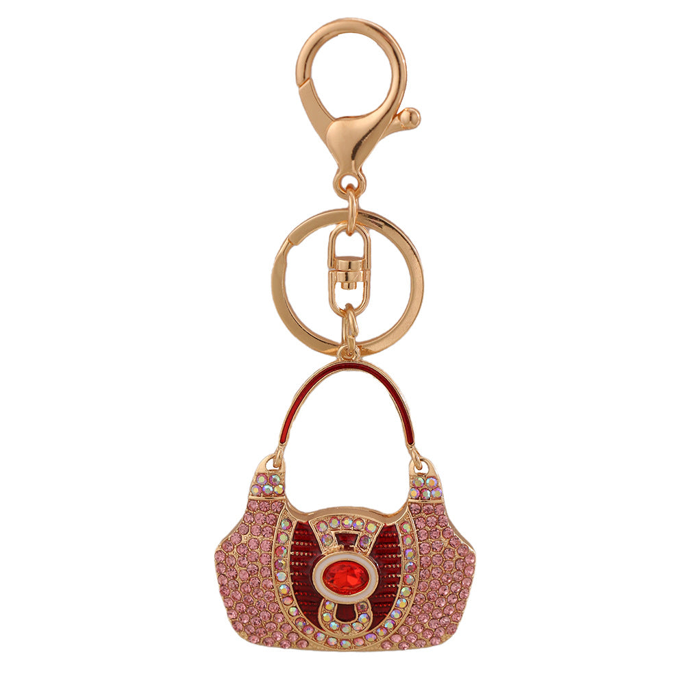 Wholesale Korean Style Rhinestone Bag Charm Keychain Alloy Car Key Accessory Chic Boutique Gift