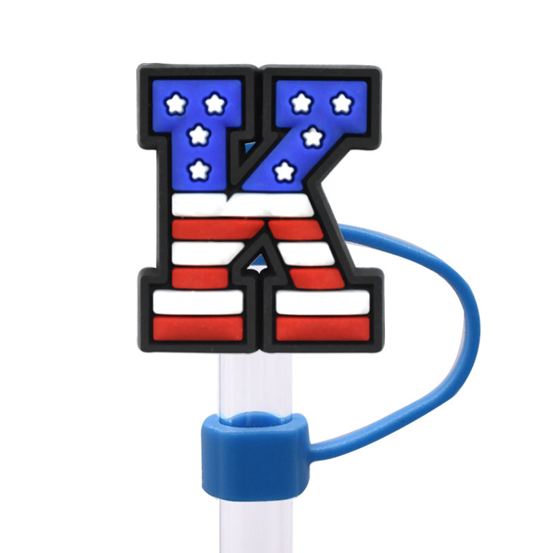 Wholesale Random 100pcs dustproof straw cap letter Straw Cover Straw Tube Cap