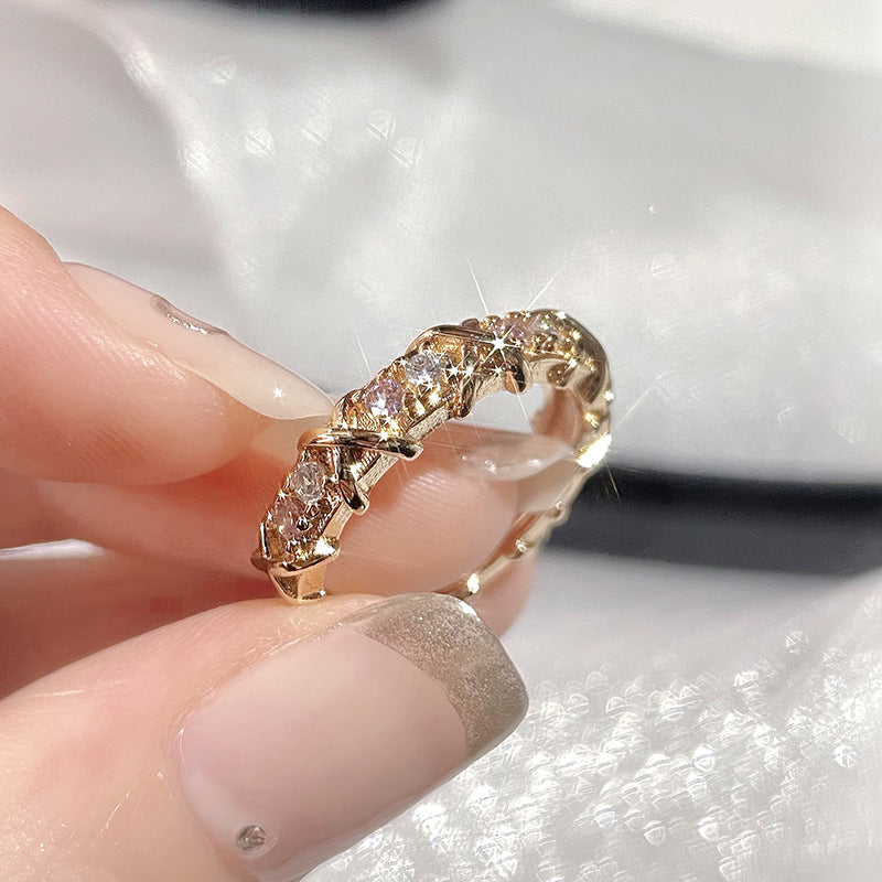 Wholesale Cross Full Diamond Zircon Open Ring Adjustable Rings ACC-RS-JiuHao009