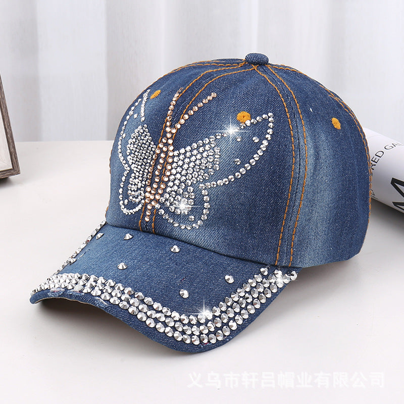 Wholesale Rhinestone Washed Denim Baseball Cap