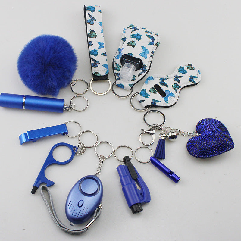 Wholesale Rhinestone Love Lipstick Set Bottle Opener Hair Ball Whistle Keychain Set ACC-KC-TMS003