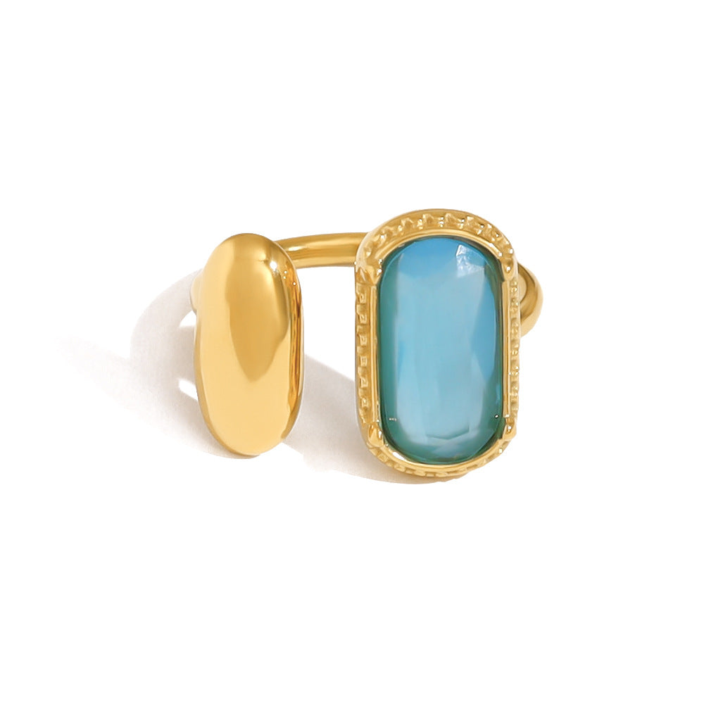 Wholesale  stainless steel glass zirconium exaggerated ring