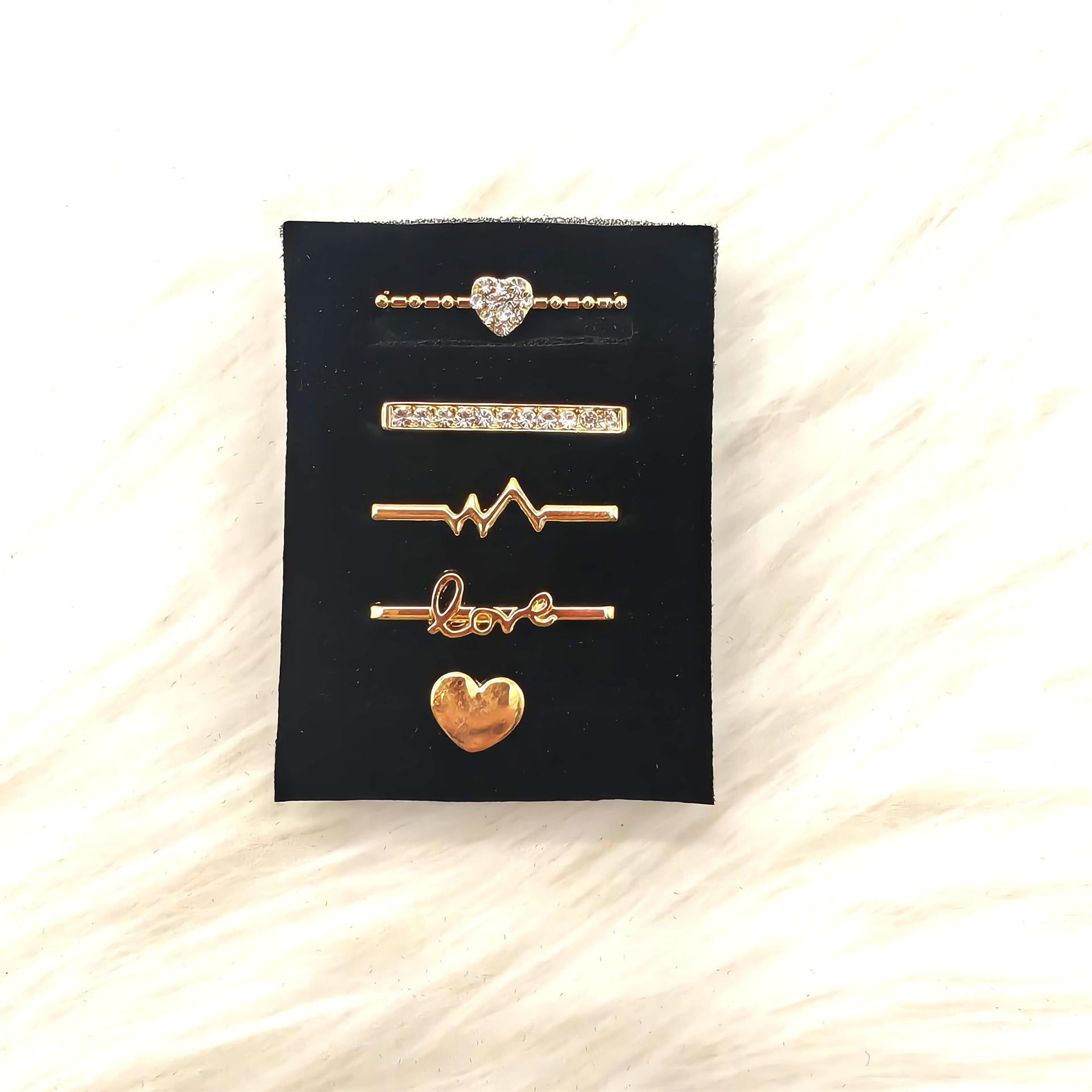 Wholesale Gold Love Themed Band Charms Set Of 5 For Everyday Wear Fashion Jewelry Accessory