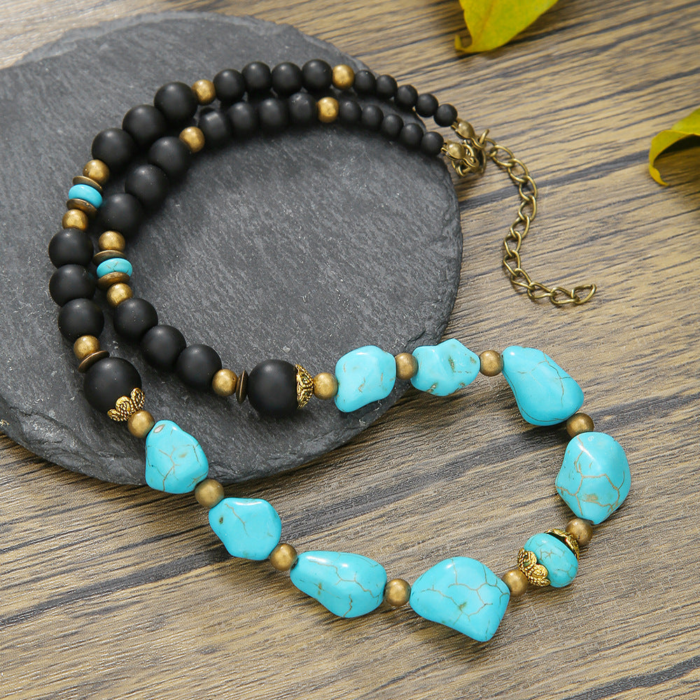Wholesale turquoise necklace surfing punk necklace niche design hip-hop necklace