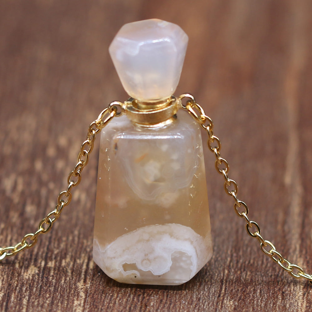 Wholesale Natural Stone Amethyst Perfume Bottle Pendant Necklace ACC-NE-QianSheng001