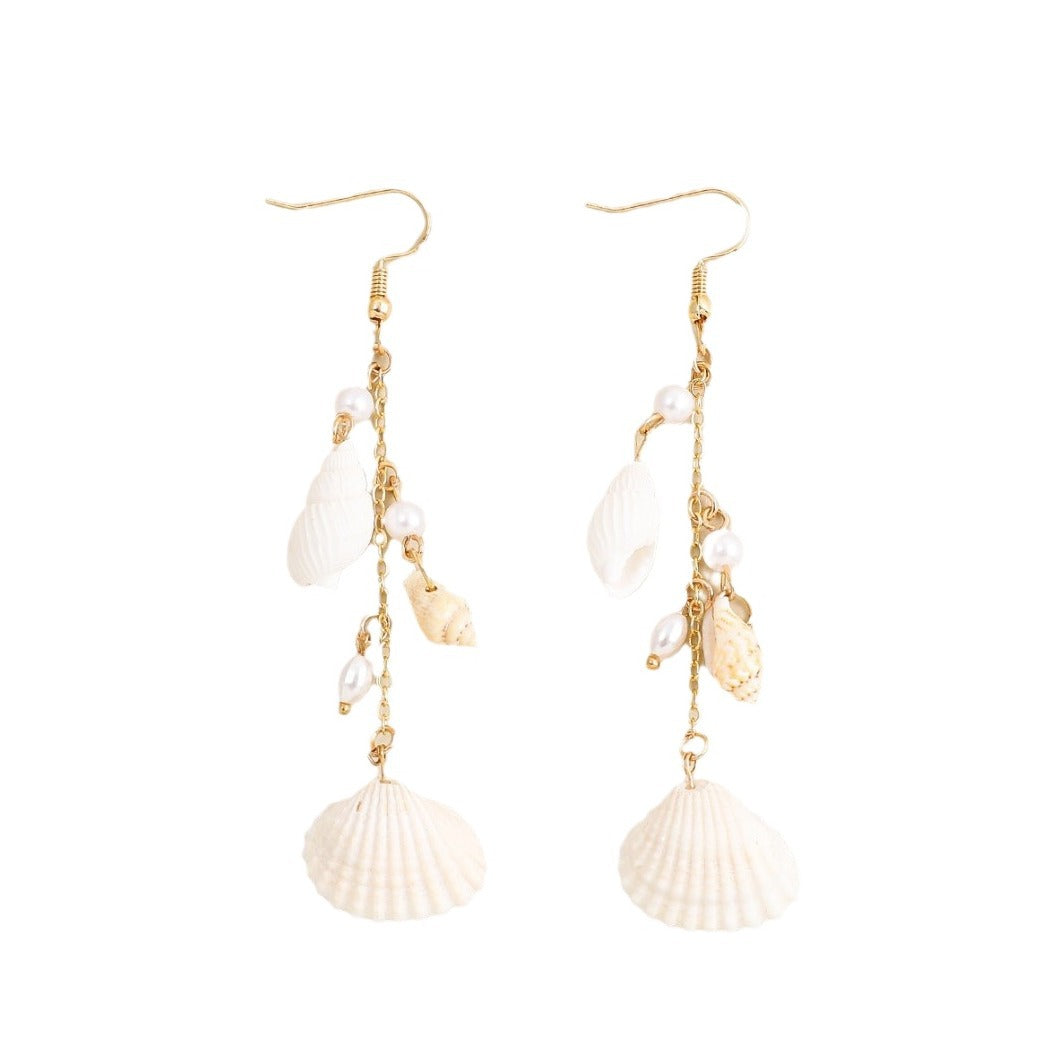 Wholesale Summer Beach Pearl Shell Conch Earrings