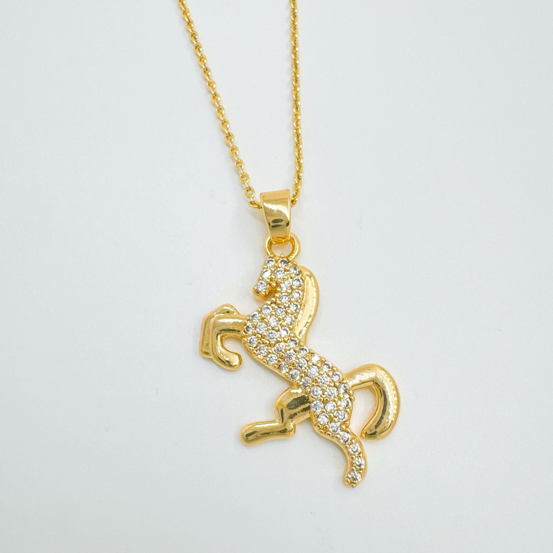 Wholesale Zodiac Horse Pendant Necklace Gold Plated Copper Light Luxury Jewelry Accessory Boutique Resale Gift