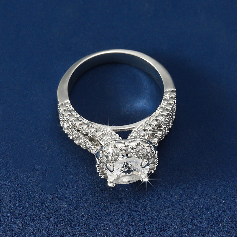 Wholesale  luxury flash Diamond copper Diamond zircon ring