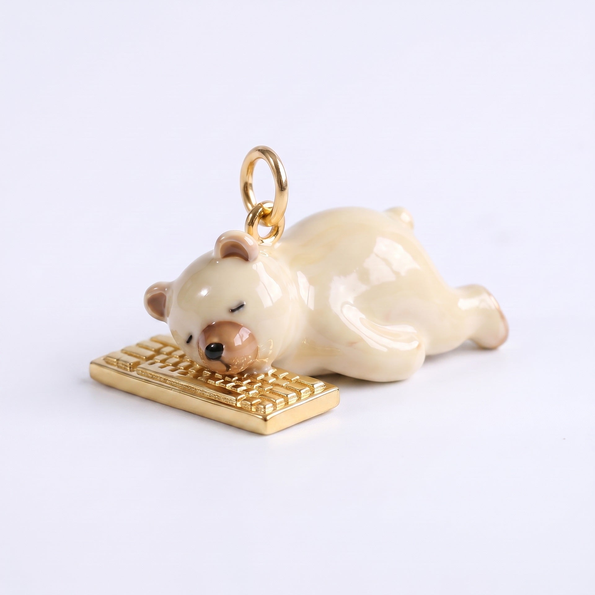 Wholesale 3D Enamel Bear Pendant Stainless Steel Cute Animal Charm DIY Bracelet Necklace Jewelry Accessory For Workplace Gift