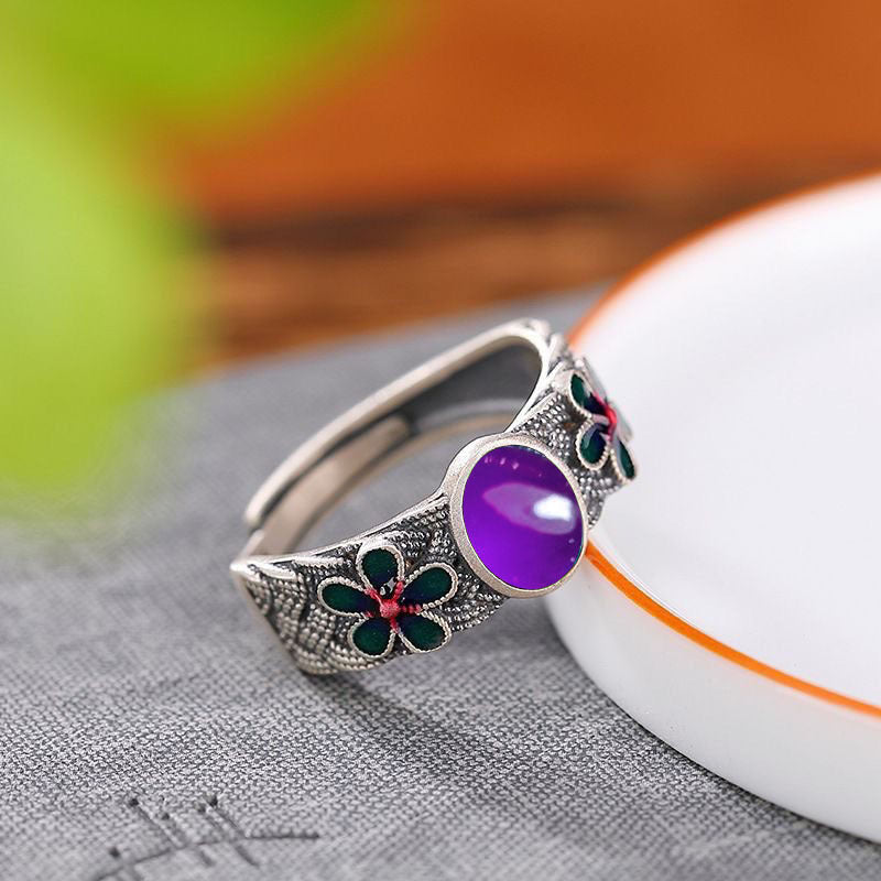 Wholesale watermelon red crystal ring opening adjustable