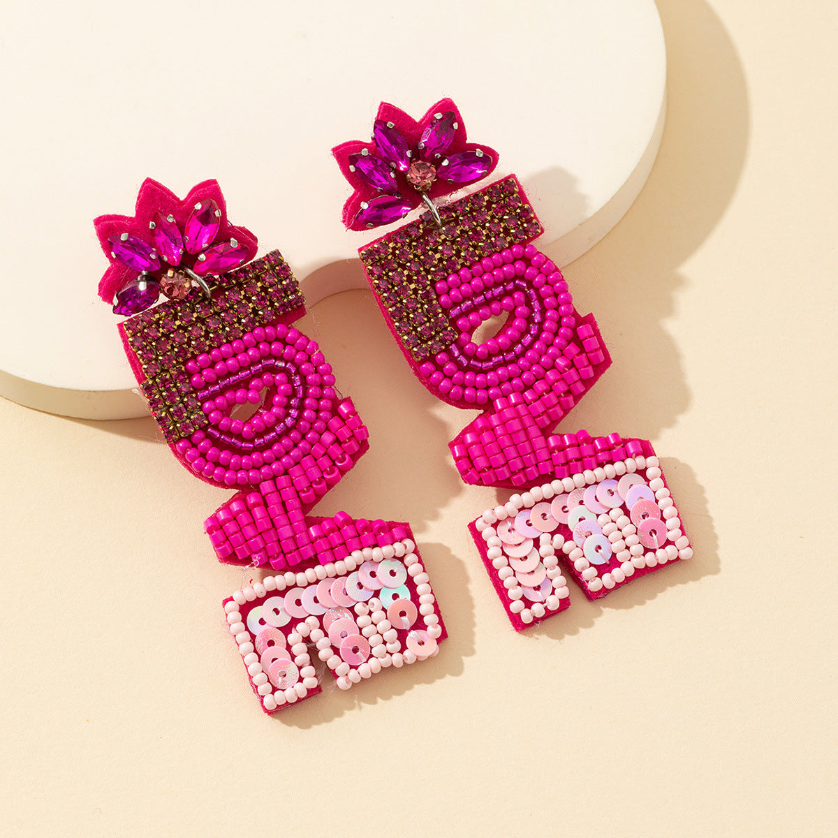 Wholesale Valentine's Day LOVE letter rice bead earrings