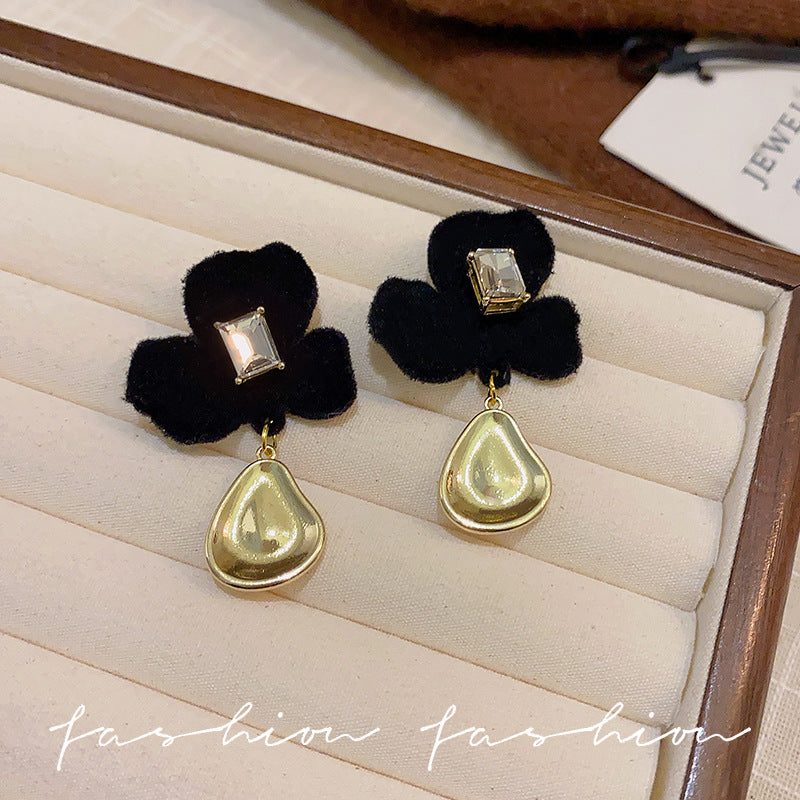 Wholesale 925 silver needle flocking plush earrings literary exaggerated earrings