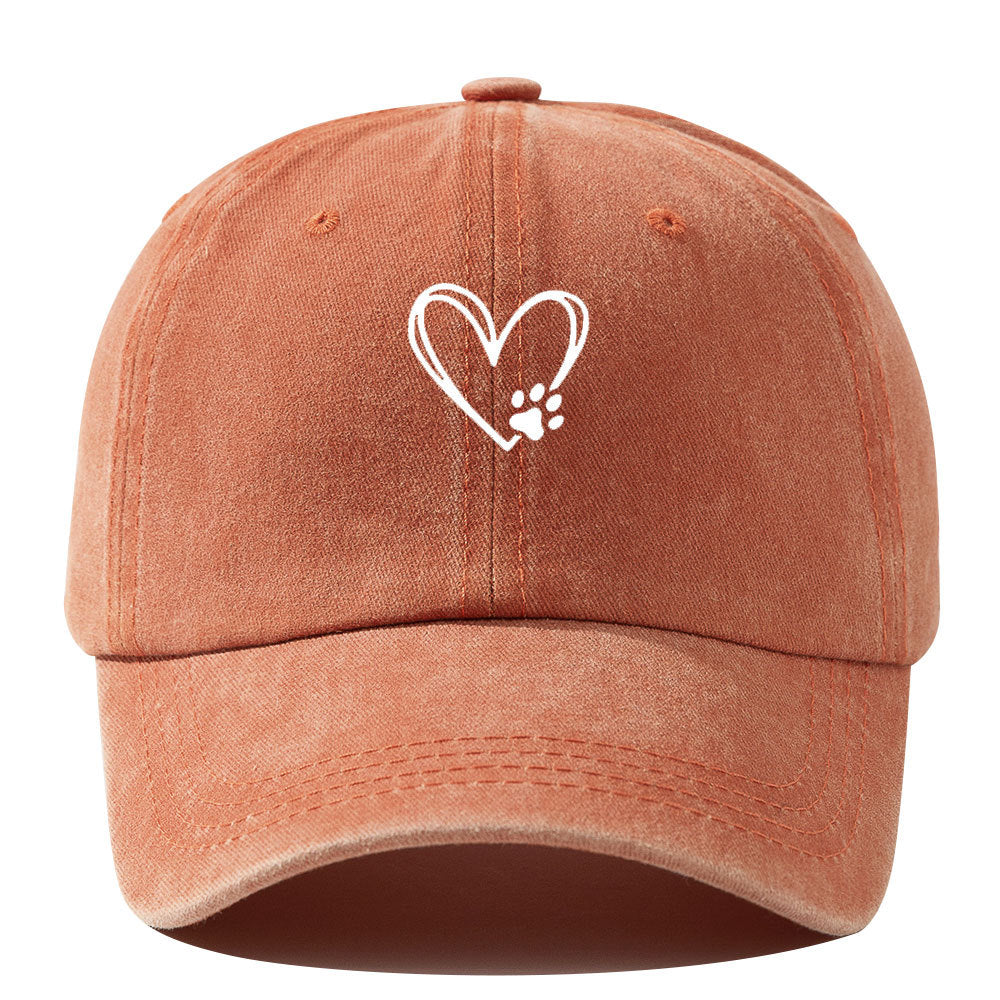 Wholesale Love Dog Paw Print Solid Color Washed Baseball Cap Hat ACC-HT-BenDe002