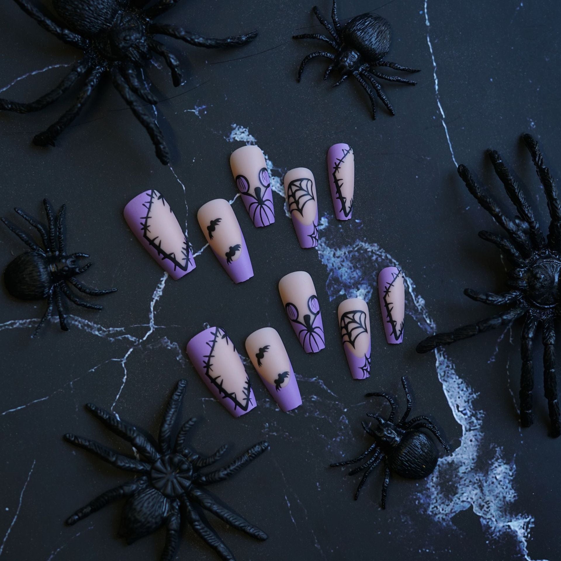 Wholesale 24 Pieces/ box  Purple  Web Nails Kits Nail Stickers