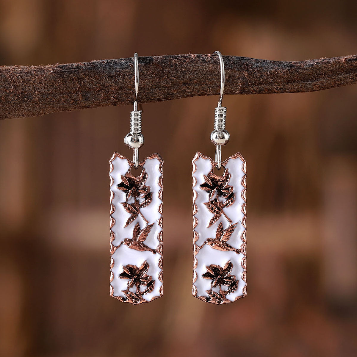 Wholesale Vintage Bohemian Long Geometric Floral Drop Earrings