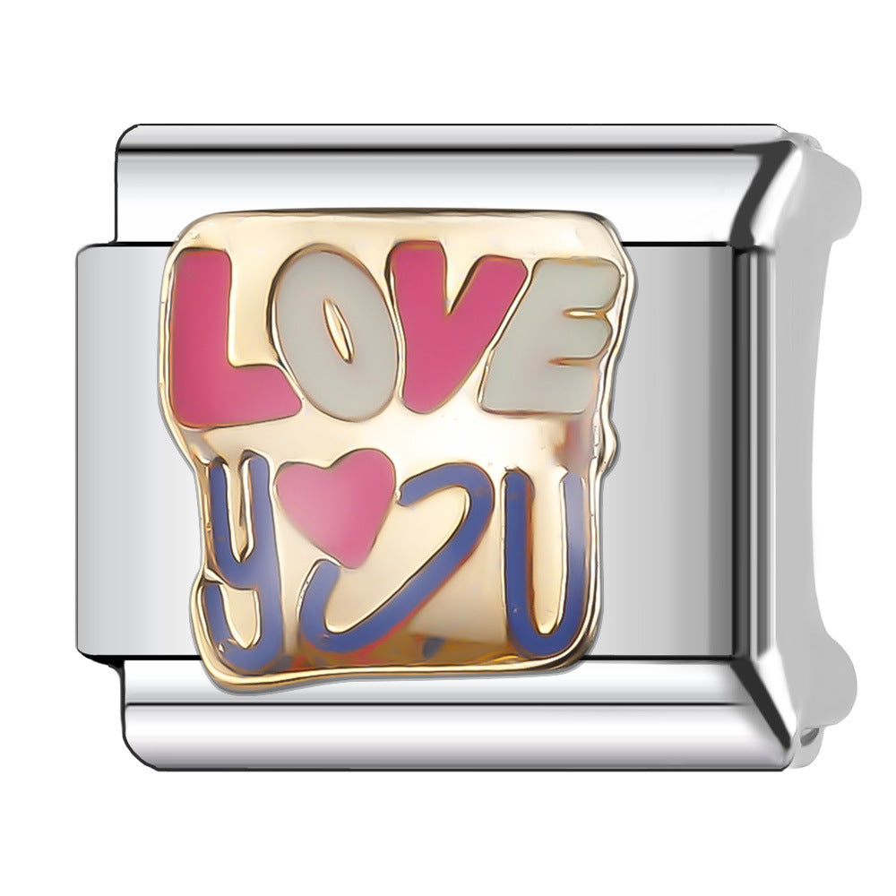 Wholesale Italian Charm Bracelet 9mm DIY Splicing English Retro Series Stainless Steel Composable Bracelet