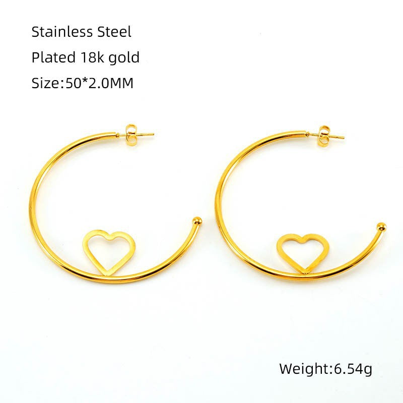 Wholesale stainless steel 18K gold exaggerated love butterfly earrings