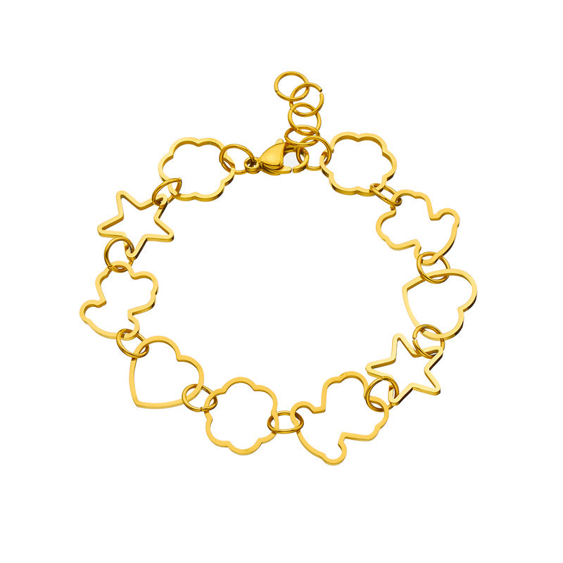 Wholesale hollow bear heart variety of titanium steel bracelet