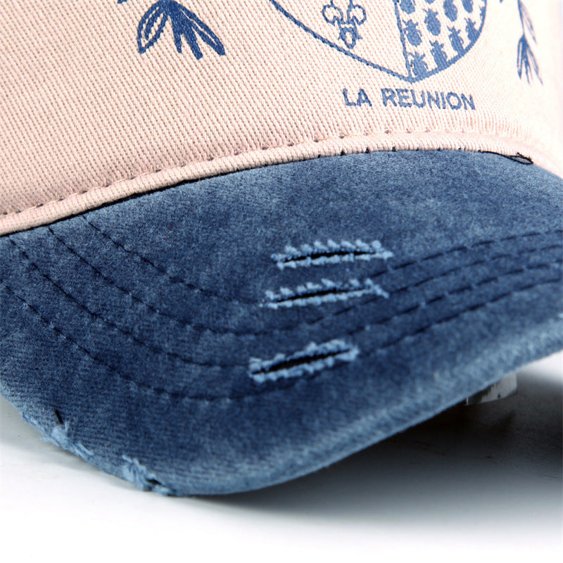 Wholesale Motorcycle Print Five Panel Cotton Baseball Cap Distressed Washed Trucker Hat For Outdoor Everyday Chic Fashion Accessory