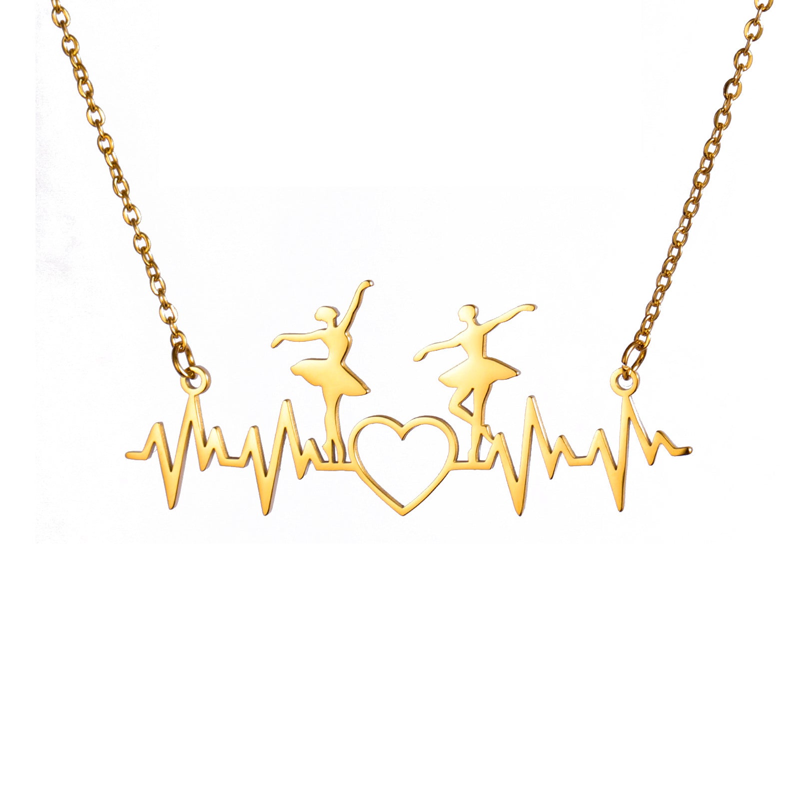 Wholesale Ballet Dancer Girl Heartbeat Necklace Stainless Steel Necklace ACC-NE-GeXiang006