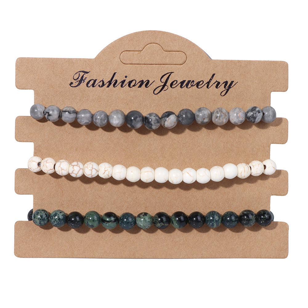 Wholesale 6mm Natural Stone Beads Elastic Bracelet ACC-BT-YinYi014