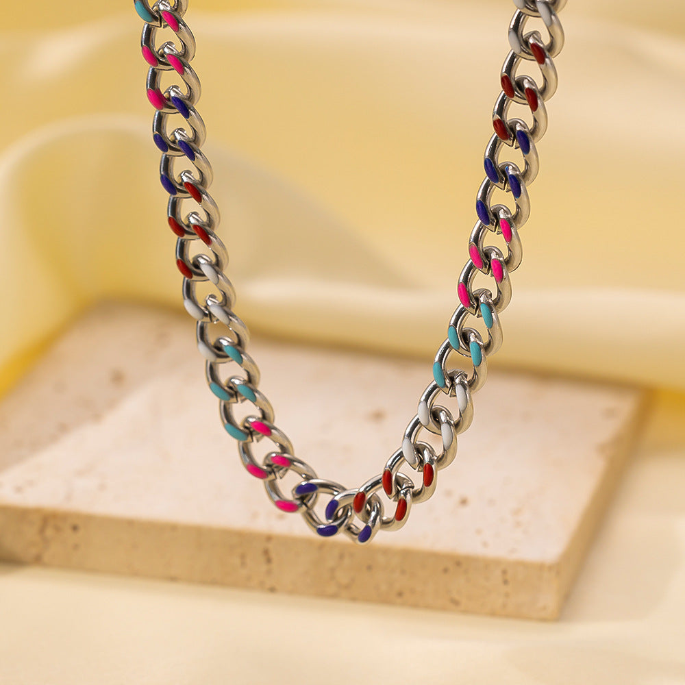 Wholesale Retro Irregular Titanium Steel Necklace Plated 18K Gold Multi-layered Necklace Gold Plated Necklace ACC-NE-Tais004