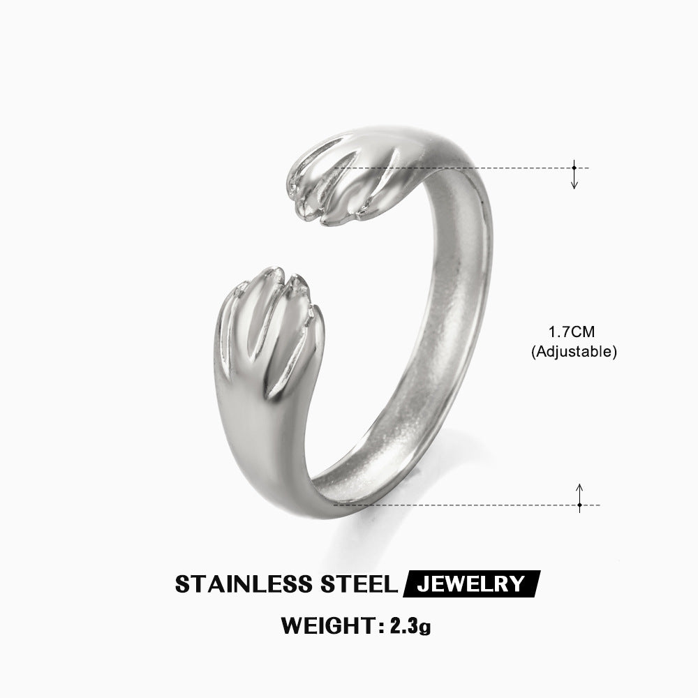Wholesale Gold-Plated Stainless Steel Hip-Hop Retro Adjustable Ring Boutique Resale