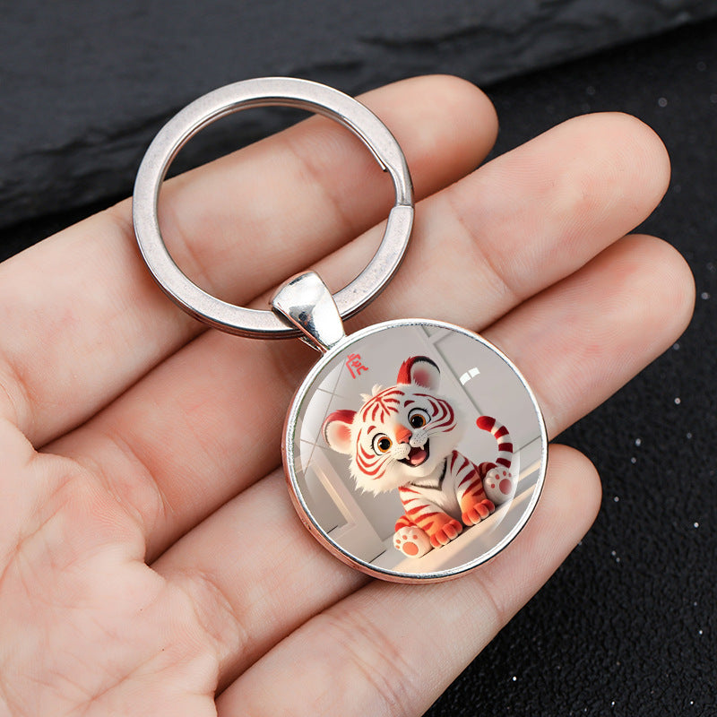 Wholesale Round keychain with zodiac pattern